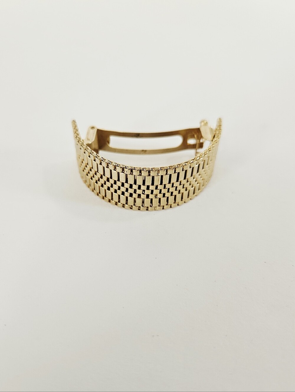 Vintage Kirks Folly Gold Tone Metal Woven Mesh Domed Textured Hair Clip Barrette - Picture 2 of 10
